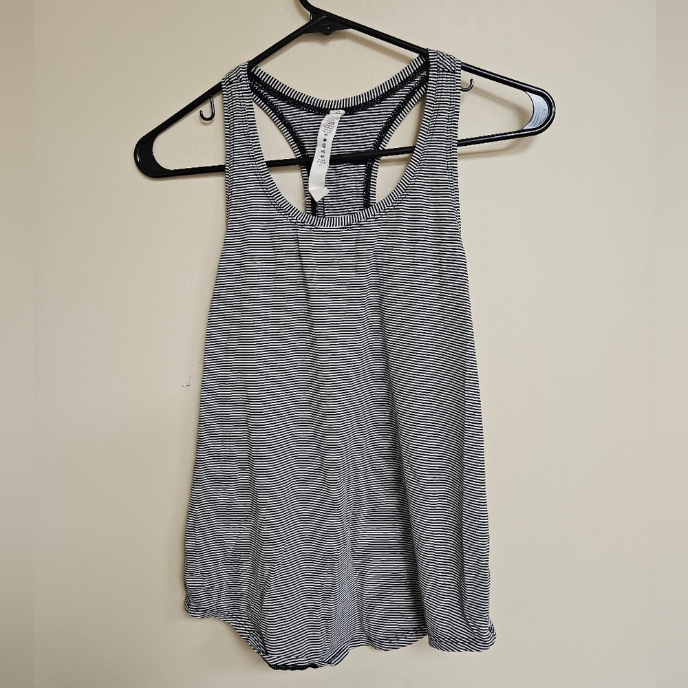 Lululemon 4 Racerback Black White Striped Tank Top Athleisure